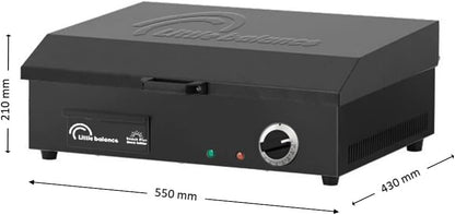 LITTLE BALANCE 8668 Snack Plus Black Edition, elektrische grillplaat voor 6-8 personen, kookplaat van staal, antiaanbaklaag, 8 mm, deksel, 2900 W, zwart