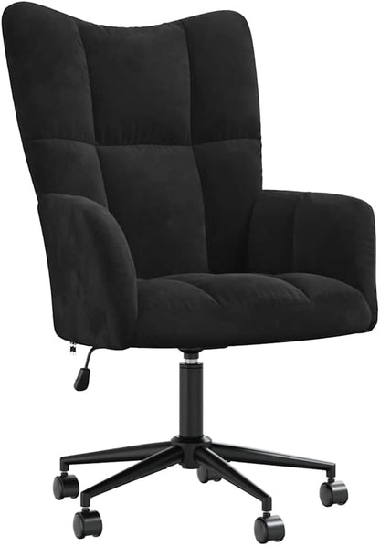 Relaxstoel Zwart Fluweel – Relaxstoel Met Armleuningen – Loungestoel – Televisiestoel – Oorfauteuil – 360 Graden Draaibaar – Verstelbare Zithoogte