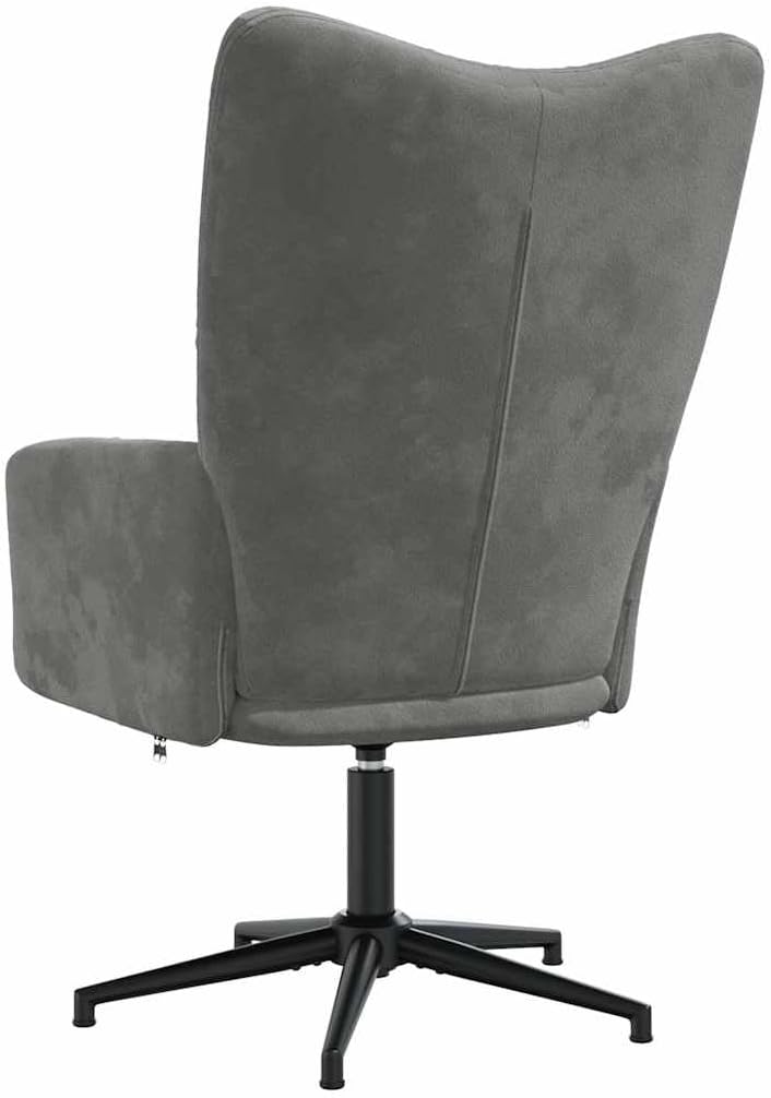 Relaxstoel – Fauteuil – Lounge Chair – Draaifauteuil – Zithoekstoel – Donkergrijs Fluweel – 360 Graden Draaibaar – Stalen Frame Met Kruisvoet