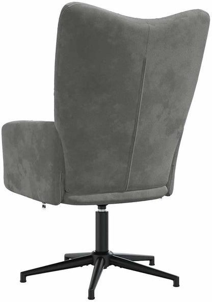 Relaxstoel – Fauteuil – Lounge Chair – Draaifauteuil – Zithoekstoel – Donkergrijs Fluweel – 360 Graden Draaibaar – Stalen Frame Met Kruisvoet