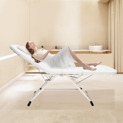 Massagetafel – Behandeltafel – Behandelbank – Massagebed – Schoonheidstafel – Inklapbaar – Hoogwaardig Schuim – Verstelbare Hoogte – Wit