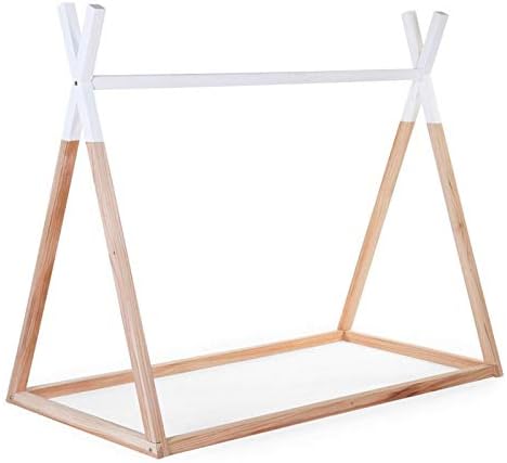 Childhome Teepee Children's Bed Made of Beech, Robust Structure Made of Wood, Easy Assembly, Single Bed, 70 x 140 cm, White, Natural - QUORE