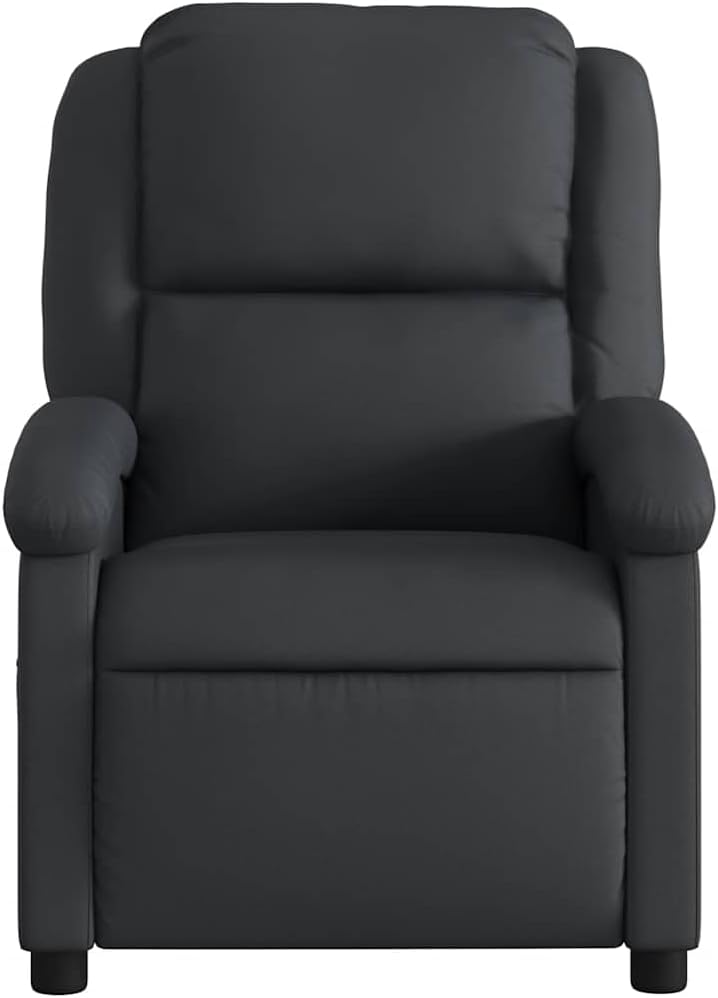Relaxstoel – Tv-Stoel – Ligstoel – Fauteuil – Loungechair – Echt Zwart Leer – Handmatige Ligfunctie – Stevig Frame
