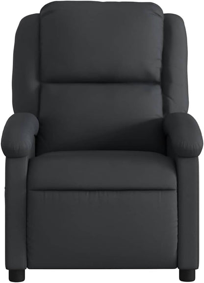 Relaxstoel – Tv-Stoel – Ligstoel – Fauteuil – Loungechair – Echt Zwart Leer – Handmatige Ligfunctie – Stevig Frame