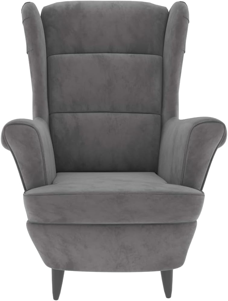 Fluwelen Fauteuil, Woonkamerfauteuil, Fluwelen Relaxfauteuil met Hoge Rugleuning, Loungestoel, Gestoffeerde Fauteuil voor Woonkamer, Slaapkamer, Studeerkamer, Logeerkamer (Lichtgrijs #10)