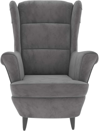 Fluwelen Fauteuil, Woonkamerfauteuil, Fluwelen Relaxfauteuil met Hoge Rugleuning, Loungestoel, Gestoffeerde Fauteuil voor Woonkamer, Slaapkamer, Studeerkamer, Logeerkamer (Lichtgrijs #10)