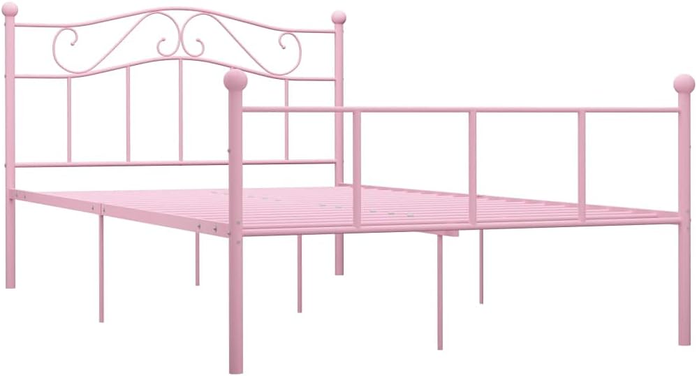 vidaXL Bedframe metaal roze 160x200 cm