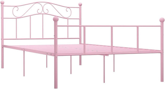 vidaXL Bedframe metaal roze 160x200 cm