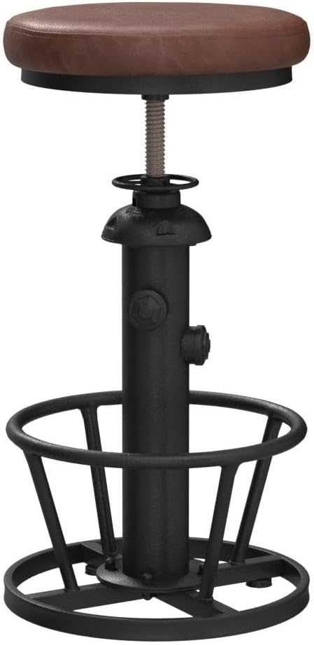 Industriële barkrukken-Swivel Pu Seat-Vintage Kitchen Island Kruk-Counter Bar Hoogte Verstelbaar 25-31 "Voetsteun
