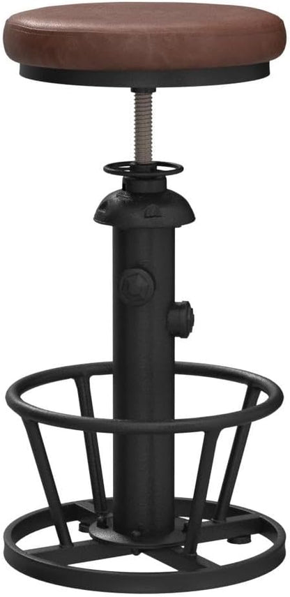 Industriële barkrukken-Swivel Pu Seat-Vintage Kitchen Island Kruk-Counter Bar Hoogte Verstelbaar 25-31 "Voetsteun