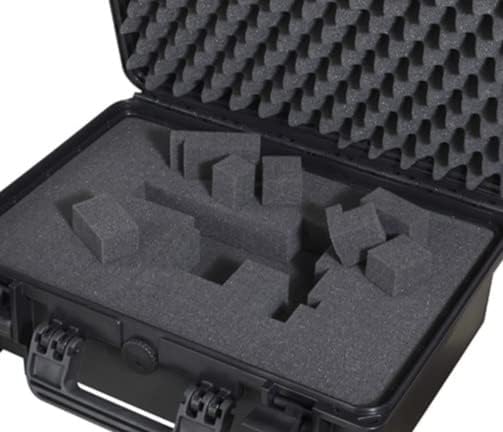 TOMcase waterdichte Buitenkoffer 56x43x22 cm met Rasterschuim/Kubusschuim; IP67 Transportkoffer (Zwart)