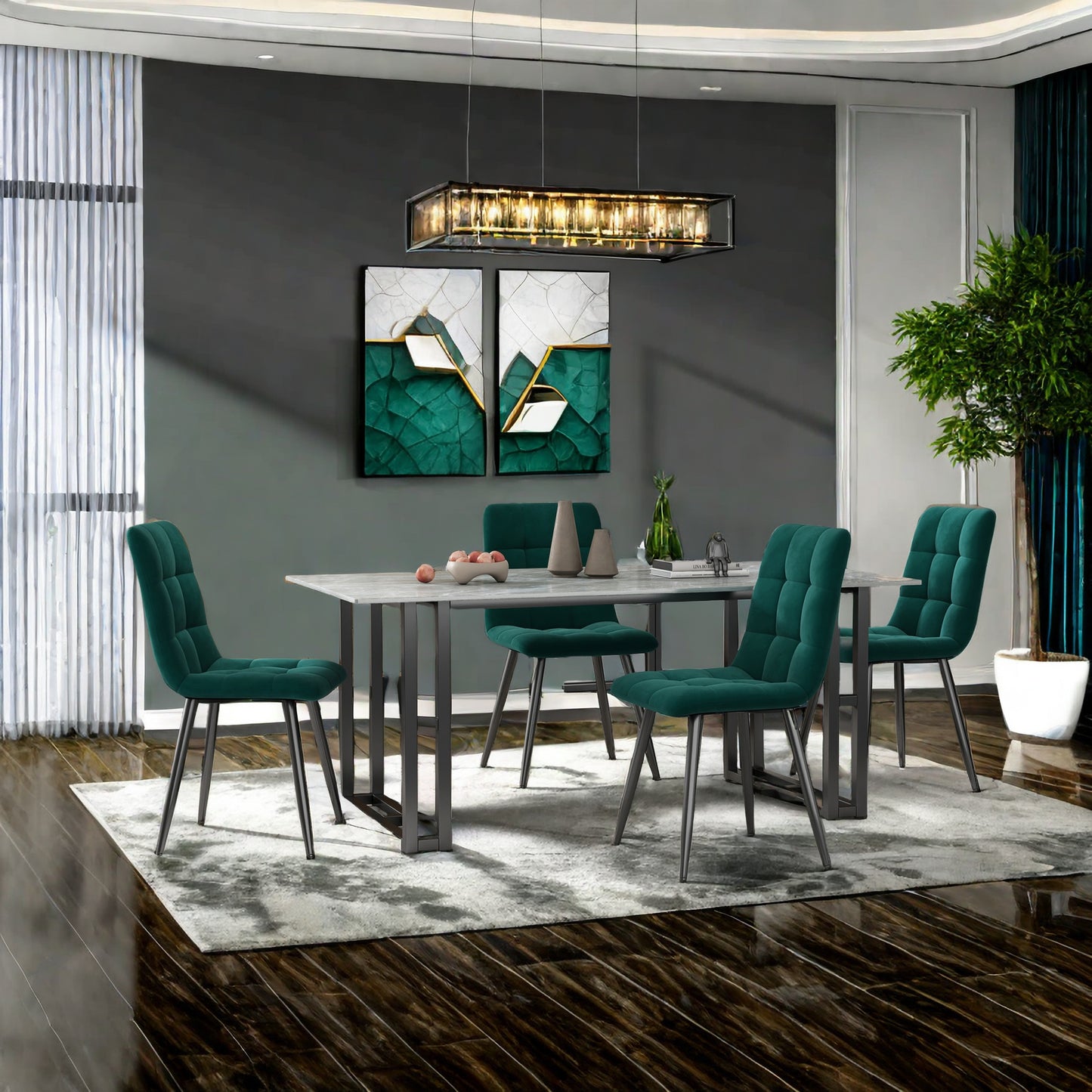 Eetkamerstoelen – Stoelen – Kuipstoelen – Keukenstoelen – Dining Chairs – Set Van 4 – Velvet Bekleding – Metalen Poten – Zithoogte 44 cm – Comfortabele Rugleuning