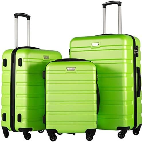 COOLIFE Reiskoffer hardshell koffer Grote Inchecken Koffer Bagage Lichtgewicht Reiskoffer Handbagage Koffer incl. TSA-slot trolley bagage rolkoffer 4 wielen ABS harde schaal (Appelgroen, 77cm-93L)