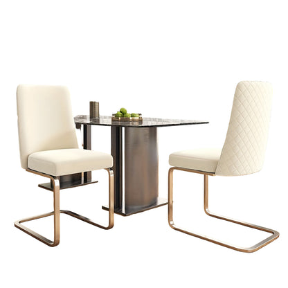 Eetkamerstoelen – Stoelen – Bureaustoelen – Zitstoelen – Luxe Stoelen – Beige Set Van 2 – Rhinestone Rugleuning – Zilveren Poten