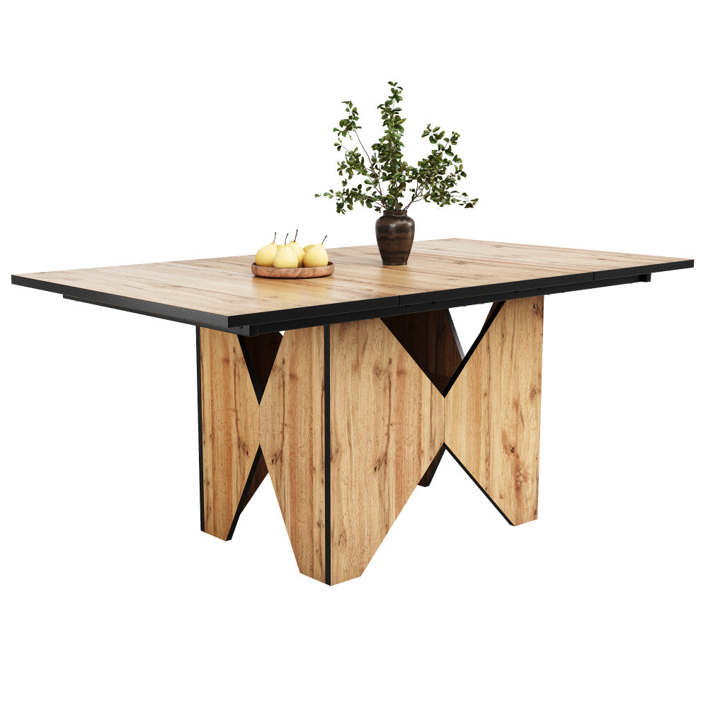 Moderne Houten Eettafel – Keukentafel – Bistrotafel – Ontbijttafel – Tafel 4-6 Personen – Lichtbruin Hout – Volledig Gemonteerd – Compact Formaat 138,5x80x75 cm
