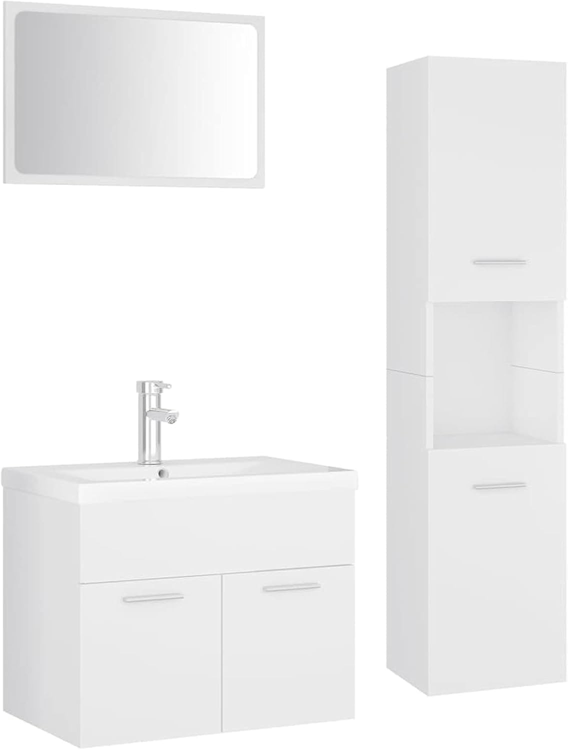 Gecheer Bathroom Furniture Set 4 Piece Storage Bathroom Cabinet Laundry Room Cabinet Rack Furniture Set White Chipboard Bathroom Furniture Sets - QUORE