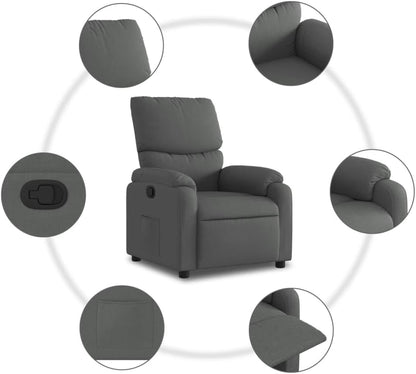 Verstelbare Fauteuil – Relaxfauteuil – Relaxstoel – Armstoel – Leunstoel – Handmatig Verstelbaar Tot 135 Graden – Donkergrijze Duurzame Stof