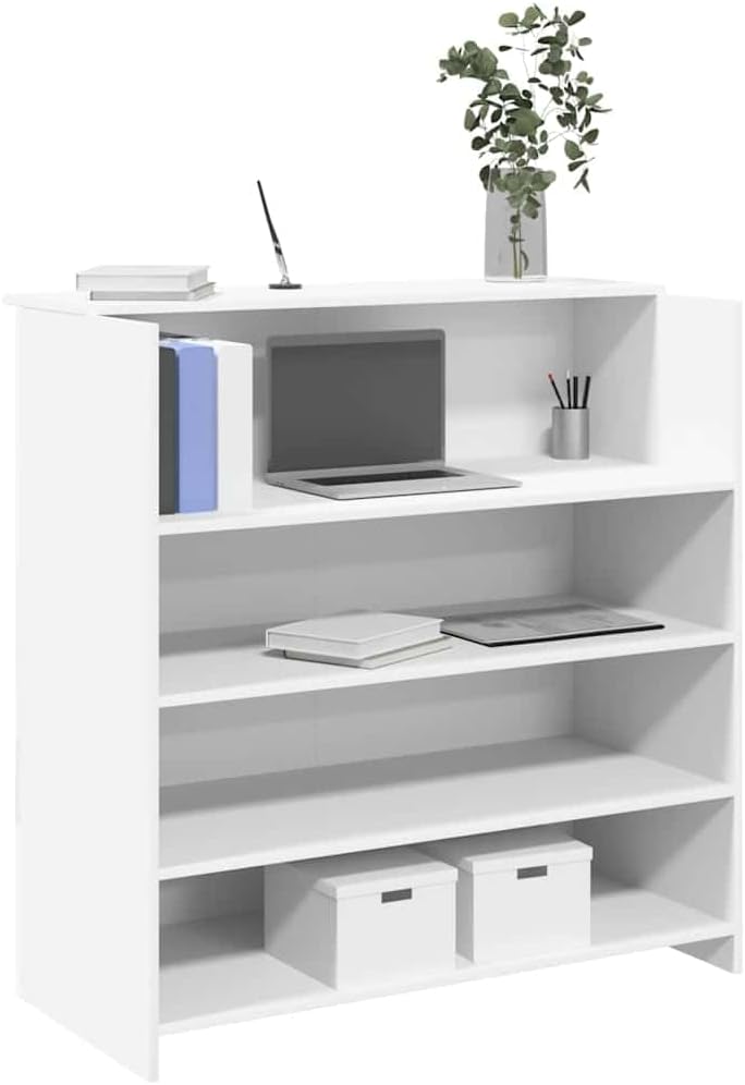 vidaXL Reception desk 100x50x103.5 cm wood concrete gray, reception desk, office reception, check-out desk, salon reception, reception bar