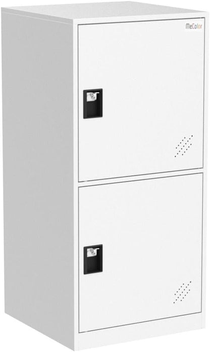 MECOLOR Klein verticaal kluisje met hangslotvergrendeling, 2 of 3 opbergvakken voor medewerkers, thuis, kantoor, school, kinderen (compleet wit, P2V) (compleet wit, P2V)