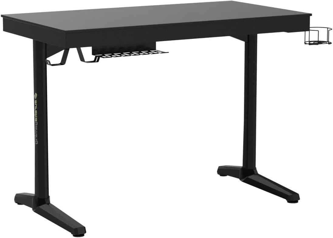EUREKA ERGONOMIC Gamingbureau, led, bureau, gamer, 110 cm, van glas, voor gaming, pc, computer, synchroniseren met muziekritme, RGB-verlichting via app-besturing