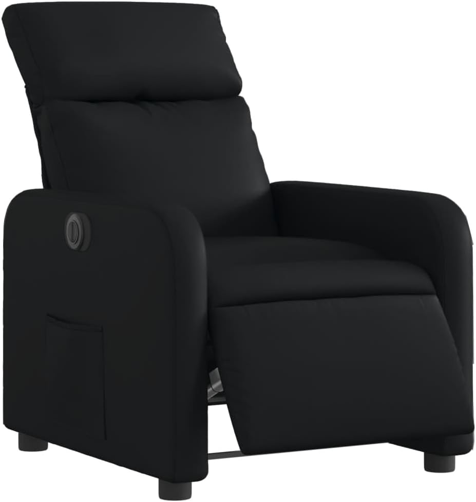 Recliner Chair Electric Black Faux Leather TV Chair with Reclining Function Single Reclining Chair Relax Chair for Living Room Bedroom Electric Tilt System MA8