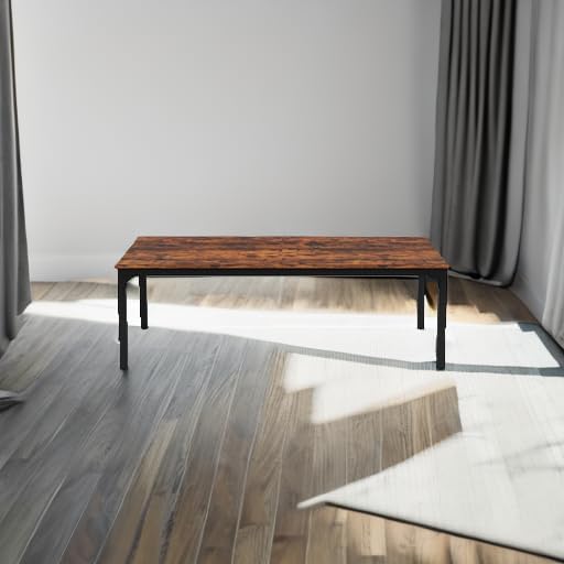 Tribesigns Dining Table for 6 to 8 People, 200 x 70 x 75 cm, Rectangular Kitchen Table with Sturdy Metal Legs for Living and Dining Room, Industrial Design, Rustic Brown