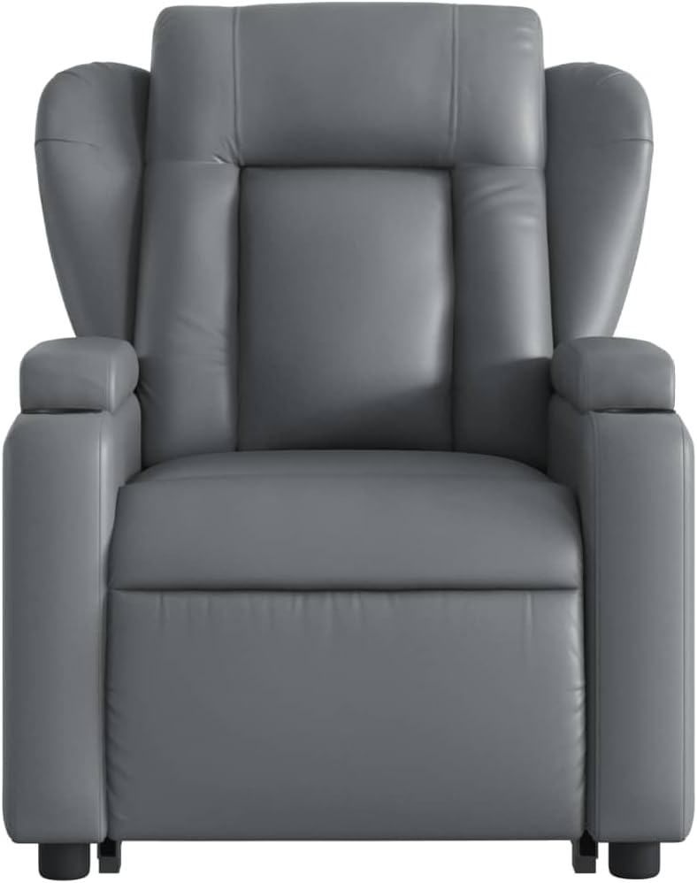 Massagestoel Met Opstahulp – Relaxstoel – Opstastoel – Tv-Stoel – Verstelbare Fauteuil – Grijs Kunstleer – Elektrische Opstahulp – 6-Punts Vibratiemassage