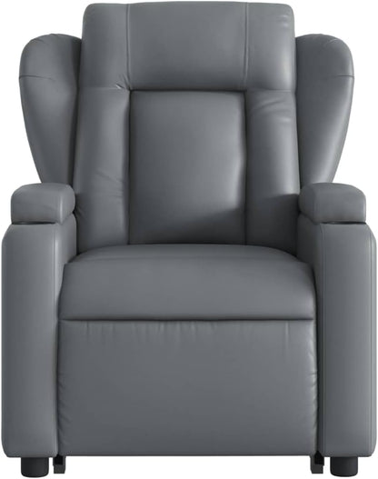 Massagestoel Met Opstahulp – Relaxstoel – Opstastoel – Tv-Stoel – Verstelbare Fauteuil – Grijs Kunstleer – Elektrische Opstahulp – 6-Punts Vibratiemassage