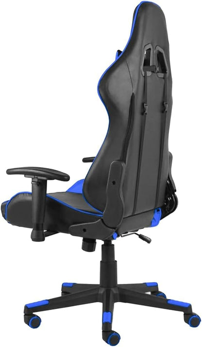 Gamingstoel – Gamestoel – Bureaustoel – Draaistoel – Zwarte Blauw Design – Ergonomisch Met Nek- En Rugkussens – Verstelbare Hoogte En Rugleuning