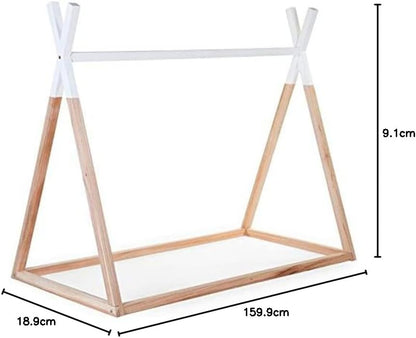 Childhome Teepee Children's Bed Made of Beech, Robust Structure Made of Wood, Easy Assembly, Single Bed, 70 x 140 cm, White, Natural - QUORE