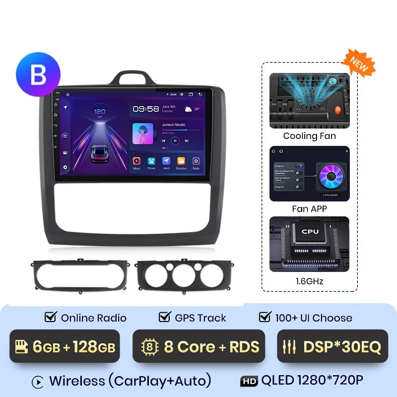 Autoradio – Multimedia Speler – GPS Navi – 2-DIN Radio – Auto Entertainment – Draadloos CarPlay & Android Auto – 9 Inch HD Touchscreen – 6GB+128GB Geheugen