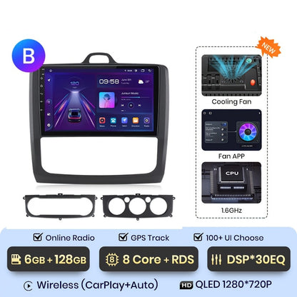 Autoradio – Multimedia Speler – GPS Navi – 2-DIN Radio – Auto Entertainment – Draadloos CarPlay & Android Auto – 9 Inch HD Touchscreen – 6GB+128GB Geheugen