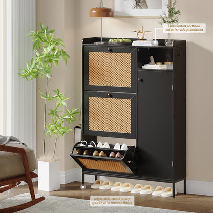 Schoenenkast – Schoenenrek – Schoenopberger – Schoenenkast – Schoenenkast Hal – Smal Design – 3 Lades Met Kantelmechanisme – Verstelbare Planken