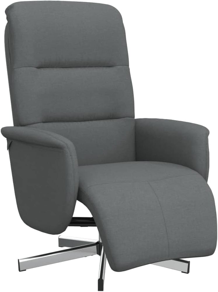 Verstelbare Fauteuil – Relaxstoel – Ligstoel – Lounge Chair – Draaifauteuil – Donkergrijs – Met Voetensteun – 360° Draaibaar – Stoffering 100% Polyester