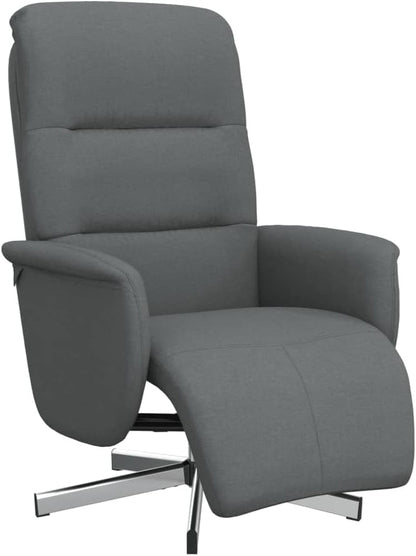 Verstelbare Fauteuil – Relaxstoel – Ligstoel – Lounge Chair – Draaifauteuil – Donkergrijs – Met Voetensteun – 360° Draaibaar – Stoffering 100% Polyester