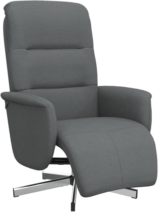 Verstelbare Fauteuil – Relaxstoel – Ligstoel – Lounge Chair – Draaifauteuil – Donkergrijs – Met Voetensteun – 360° Draaibaar – Stoffering 100% Polyester