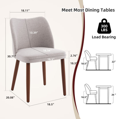 Eetkamerstoelen – Stoelen – Zwarte Stoelen – Keukenstoelen – Café Stoelen – Set van 2 Grijs – Ergonomische Rugleuning – Stevige Houten Poot