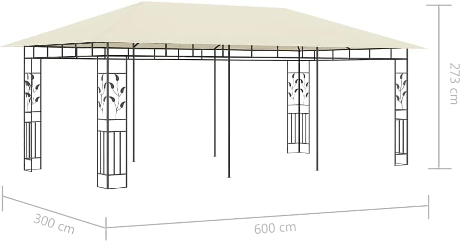 Leepesx Garden gazebo with mosquito net, gazebo, pergola, outdoor gazebo with mosquito net, 6 x 3 x 2.75 m, cream - QUORE
