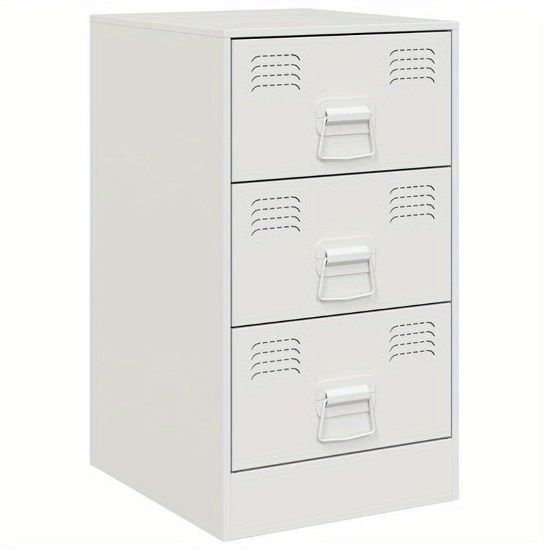 Nachtkastje – Bijzettafel – Kastje – Opbergkast – Slaapkamerkast – Wit Gelakt Staal – Compact 34,5x39x62 cm – Duurzaam & Modern Design