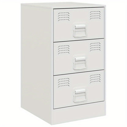 Nachtkastje – Bijzettafel – Kastje – Opbergkast – Slaapkamerkast – Wit Gelakt Staal – Compact 34,5x39x62 cm – Duurzaam & Modern Design