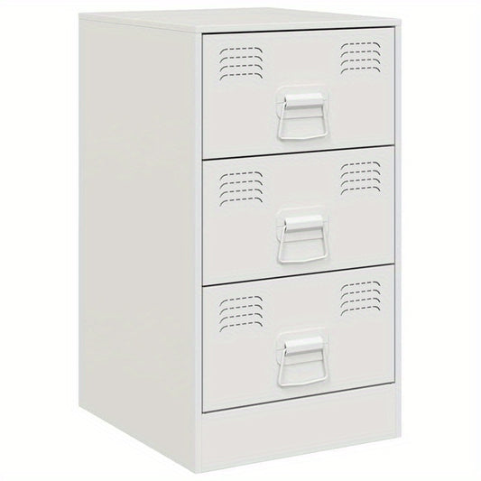 Nachtkastje – Bijzettafel – Kastje – Opbergkast – Slaapkamerkast – Wit Gelakt Staal – Compact 34,5x39x62 cm – Duurzaam & Modern Design