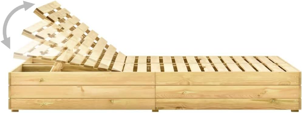3065983 Double Lounger and Cushion Made of Impregnated Pine Wood, Outdoor Garden Lounger, Outdoor Garden Lounger for Outdoor Swimming Pool Lounger - QUORE