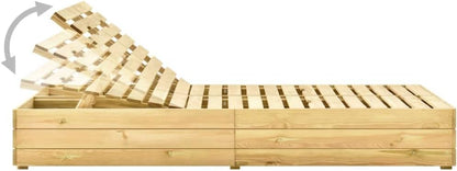 3065983 Double Lounger and Cushion Made of Impregnated Pine Wood, Outdoor Garden Lounger, Outdoor Garden Lounger for Outdoor Swimming Pool Lounger - QUORE