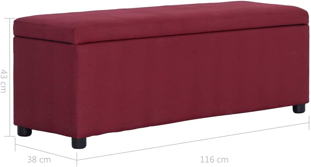 vidaXL Bankje met Opbergvak Polyester Wijnrood Opbergbank Bankjes Halbankje