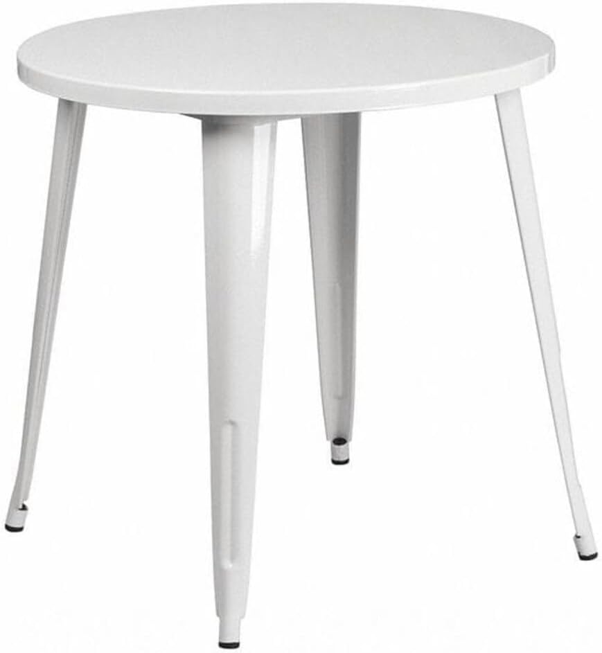 Flash Furniture Jeffrey Tuintafel voor binnen en buiten, rond, 76,2 cm, wit