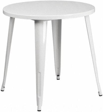 Flash Furniture Jeffrey Tuintafel voor binnen en buiten, rond, 76,2 cm, wit