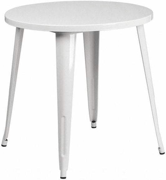 Flash Furniture Jeffrey Tuintafel voor binnen en buiten, rond, 76,2 cm, wit
