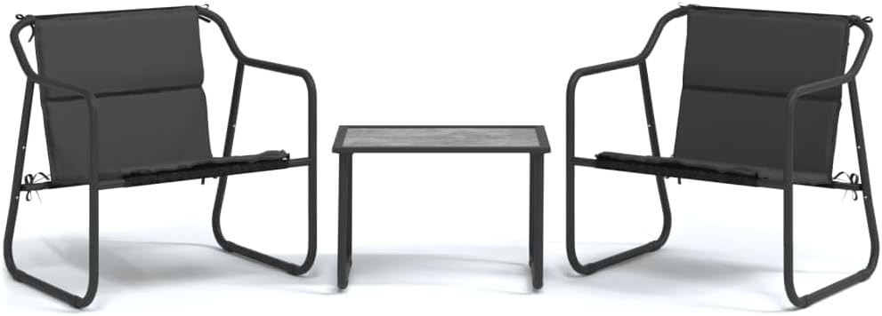 Lounge garden furniture set balcony furniture set garden lounge set 3-pcs. garden-lounge set with cushion anthracite steel - QUORE