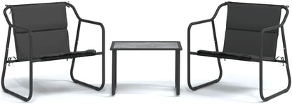 Lounge garden furniture set balcony furniture set garden lounge set 3-pcs. garden-lounge set with cushion anthracite steel - QUORE