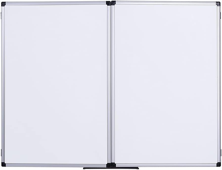Bi-Office Maya Trio Whiteboards, Magnetisch Oppervlak van Gelakt Staal, Aluminium Omlijsting, Formaat Open 180x60 cm, Geloten 90x60 cm